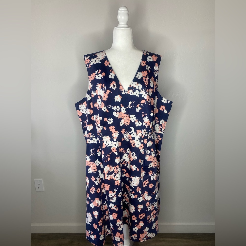 Lane Bryant Navy floral plus size dress.